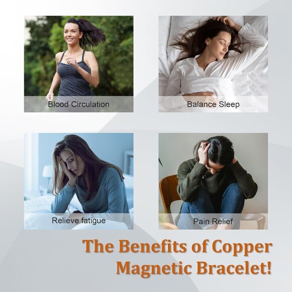 Elegant 99.99% Copper Magnetic Bracelet & Ring Set - Adjustable, Hypoallergenic - Picture 4 of 7